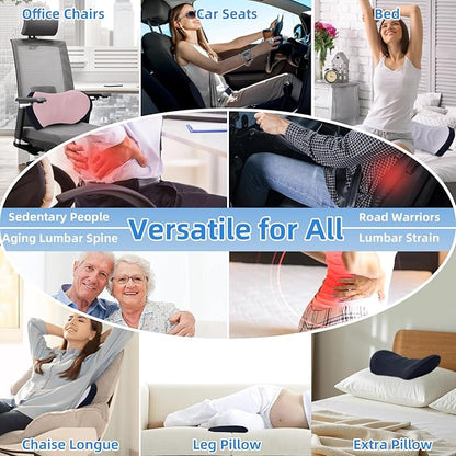 Lumbar Support Pillow for Office Chair - Lumbar Pillow for Car - Ergonomic Lumbar Support Pillow for Car Back Support Cushion