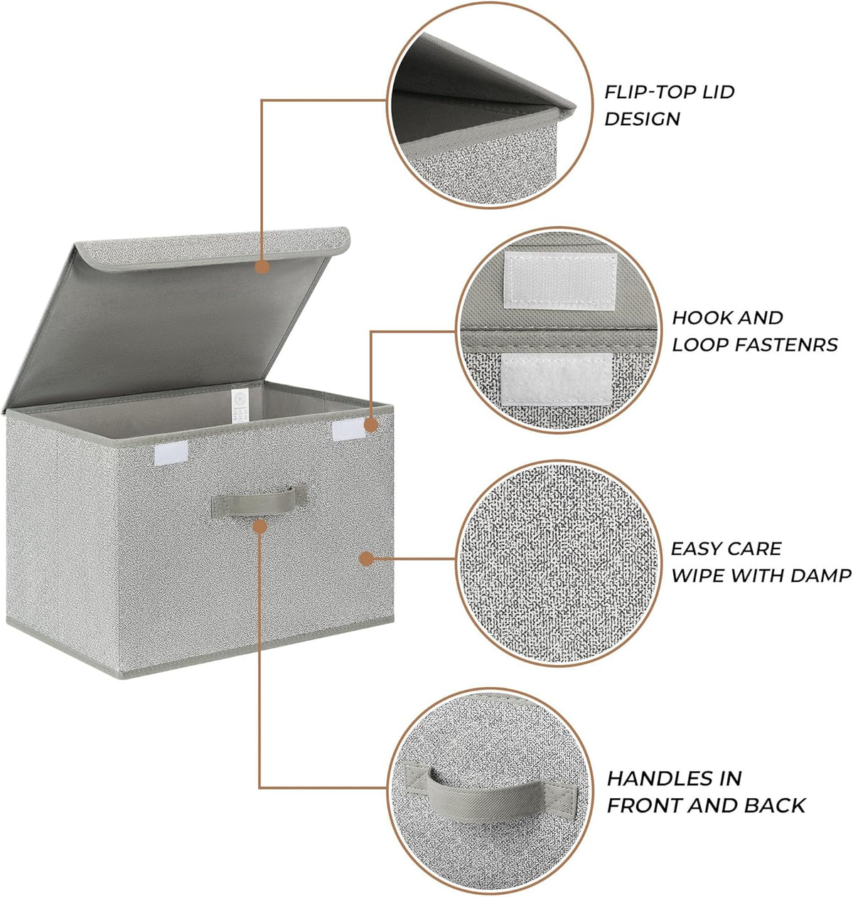 GRANNY SAYS Closet Storage Bins, Storage Boxes with Lids, Clothes Organizing Bins, Lidded Baskets for Toys, Clothing, Gray, Extra Large, 2-Pack