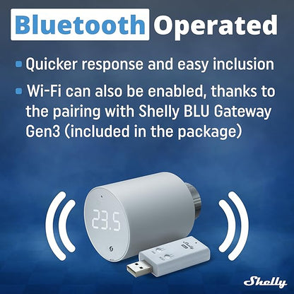 Shelly Blu TRV & Blu Gateway Gen3, Smart Thermostatic Radiator Valve,