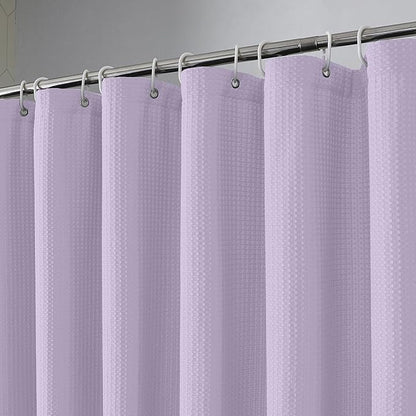 OVZME Stall Fabric Shower Curtain Set - 36x72W, Waffle Weave 230GSM Heavy Duty Small Shower Curtains for Narrow Stall Size, Machine Washable Bath Curtain with 12 Plastic Hooks, Lavender