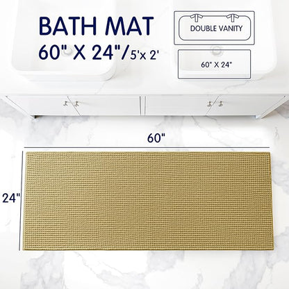 SUBRTEX Bathroom Rugs Chenille Bath Rug, Soft Short Plush Bath Mat, Water Absorbent Shower Mat, Quick Dry Machine Washable(Yellow, 24" x 60")