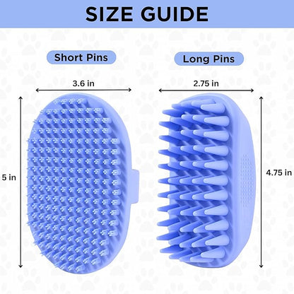 Dog Grooming Bath Brush, Pet Rubber Brush For Shower Scrubbing & Soothing Massage, Ideal for Long & Short Haired Dogs and Cats, Essential Puppy Grooming Accessories, 2 PACK [We Love Doodles]