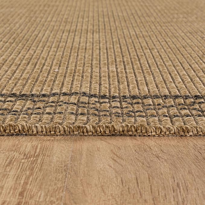Easy Jute Rugs 8x10 Frame Natural Color Living Room Indoor Outdoor Area Rug for Patio and Kitchen Rug High Traffic Washable Easy to Clean Solid Boho Woven Design Carpet (8 x 10)