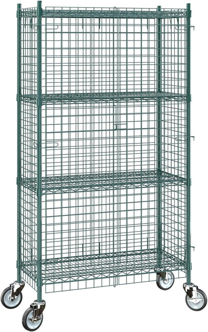 18"x36"x70" Metal Wire Green Security Heavy Duty Commercial NSF Certified Storage Unit | Mobile Wire Security Cage Kit