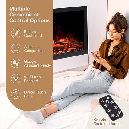 Modern Ember Highmark Traditional 33 Inch Built-in Smart Electric Fireplace