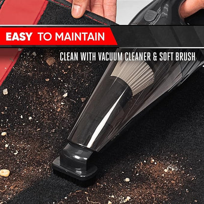 Motor Trend Waterproof Car Floor Mats Universal Fit Car Mats with Driver Heel Pad Leather Car Carpet Floor Mats for SUV Van Sedan Truck Anti-Slip Backing Carpet Mats Black and Red