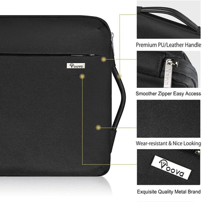 Voova Laptop Sleeve Case 13 13.6 Inch with Handle, 360°Protective Waterproof Slim Computer Bag Cover Compatible with MacBook Air 13 M1/M2/M3/M4 2020-2024, MacBook Pro 13, IPad Air/Pro 13, Black