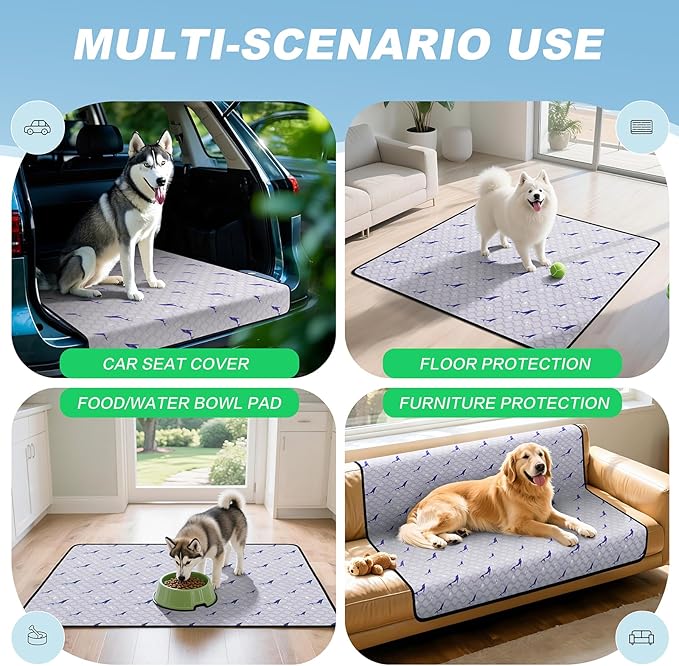 Velvopet Washable Pee Pads for Dogs, 1 Pack Puppy Pads, Super Absorbent & Leakproof with Anti-Slip Bottom for Dog Training, Crates, Car, Pet Pee Pads, and Furniture Protection, 65"x48"
