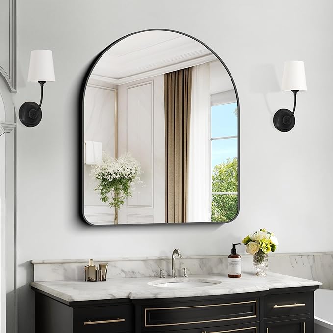 Arched Bathroom Mirror, Wall Mounted Mirror, Living Room, Hanging or Leaning