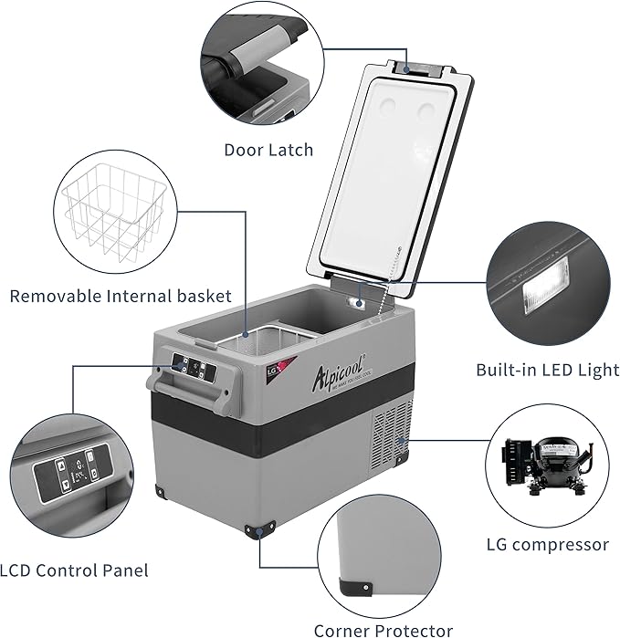 Alpicool LGCF45 Portable Refrigerator 12 Volt Car Freezer 42 Quart Mini Fridge