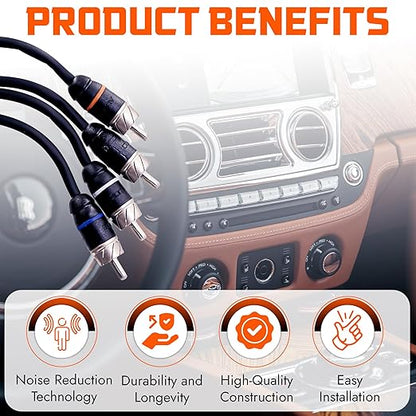 Elite Audio Premium Series 20ft. 4-Channel Car Audio RCA Cable – Double Shielded
