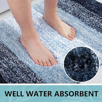 Arotive Microfiber Bathroom Rugs, Shaggy Soft and Absorbent Bath Rug, Non-Slip, Thick Plush Machine Washable Dry Bath Mats for Bathroom, Tub and Shower, 24x24, Dark Blue, Round