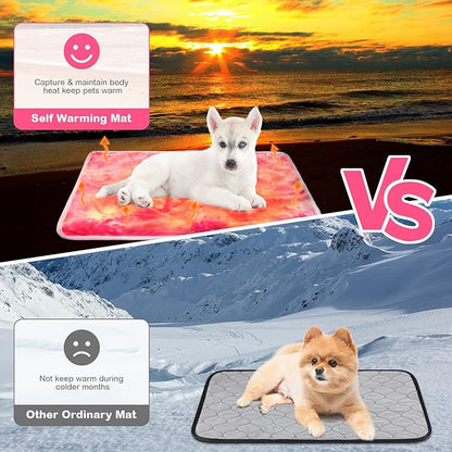 Clysee 4 Pack Self Heating Cat Bed Cat Self Warming Pad with Removable Cover Extra Warm Thermal Pet Pad Washable Pet Crate Mat Anti Slip Kennel for Indoor Outdoor Pets(Tie Dye,16 x 20 Inches)