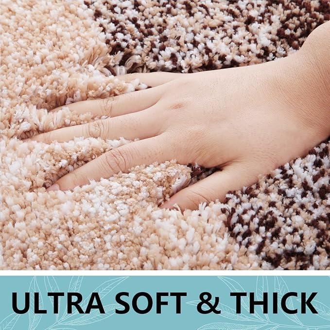 Arotive Microfiber Bathroom Rugs, Shaggy Soft and Absorbent Bath Rug, Non-Slip, Thick Plush Machine Washable Dry Bath Mats for Bathroom, Tub and Shower, 59x24, Brown, Rectangular