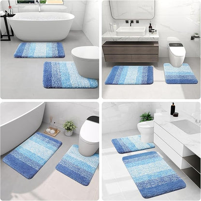 Arotive Microfiber Bathroom Rugs, Shaggy Soft and Absorbent Bath Rug, Non-Slip, Thick Plush Machine Washable Dry Bath Mats for Bathroom, Tub and Shower, 70x24, Light Royal Blue, Rectangular