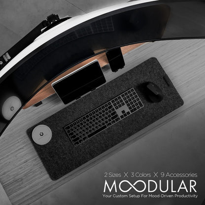 Moodular Wooden Monitor Stand 33.4” (85cm) Desk Organizer with Metal Slide Rails for Drawer, Tray, Laptop, Tablet, Phone & Headphones Customizable Riser for Organized Workspace Walnut MS85-W