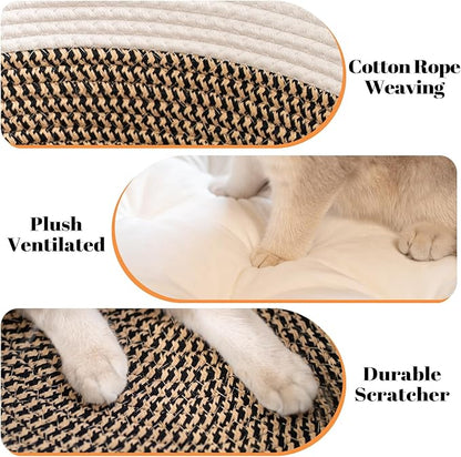 CHEERHOME PETS Cat Bed Basket with Cushion, Cute Pet Bed for Indoor Cats Couch, Kitten Bed for Medium and Large Cat, All Season Universal (Brown)