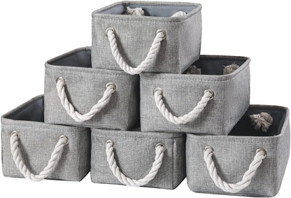 combocube 11.8 x 7.8 x 5.1 Inch Fabric Storage Bins for Shelves, Linen Storage Organizer Storage Basket with Ropes for Laundry, Home, Closet, Office, Clothes, Toys Organizer