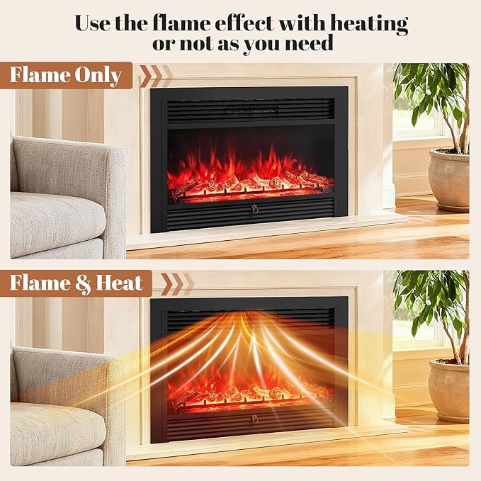 Giantex 36" Electric Fireplace Insert, Wall Recessed/Mounted, Freestanding