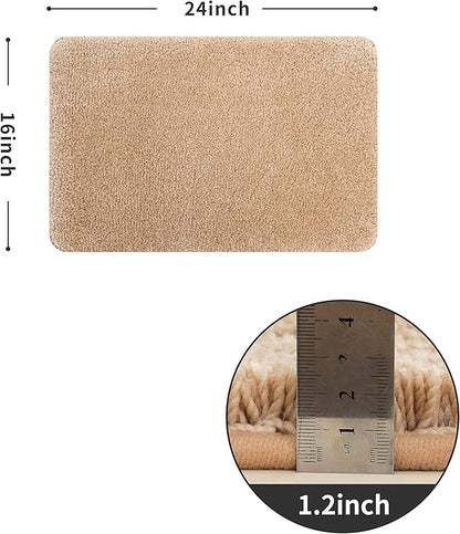 COSY HOMEER Extra Thick Bath Rugs for Bathroom - Anti-Slip Bath Mats Soft Plush Yarn Shaggy 100% Strong Mirco Polyeste Mat Living Room Bedroom Mat Floor Water Absorbent(Beige,16x24 - Inches)