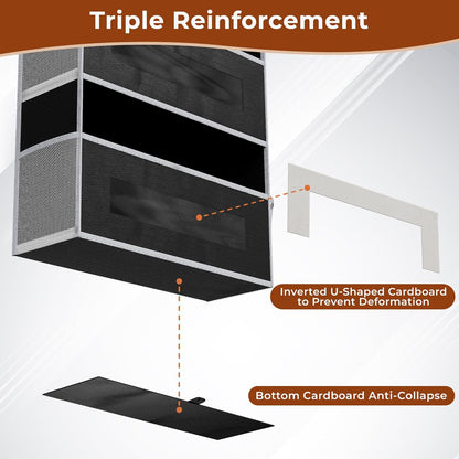 2 Packs 5-Tier Over the Door Storage Organizer with 10 Side Mesh Pockets, 48 lbs Load Capacity, 3 Hooks Design, Hanging Organizer with Clear Windows for Bathroom, Bedroom, Nursery, Kitchen-Black