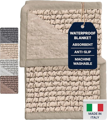 PAULATO BY GA.I.CO. Waterproof Couch Cover – 24x47 Blanket for Sofa Car Seat or Crate – Machine Washable Absorbent Reusable Pad for Puppy Training – Dogs Cats Pets Friendly Protector - Macadamia