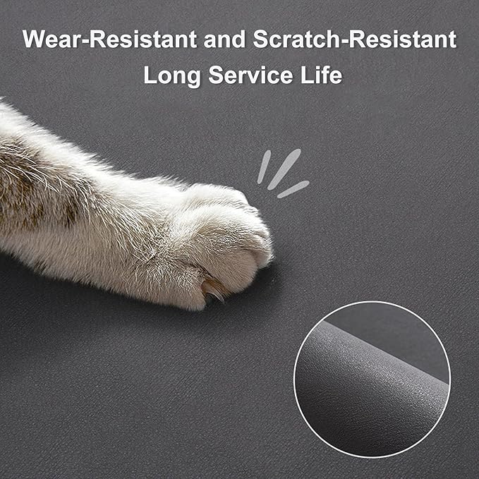YCT Cat Food and Water Mat for Pets - Non-Slip Super Absorbent Dog Bowl Mat With Multiple Cat Heads Logo - 24 x 16.9 Inches, Black