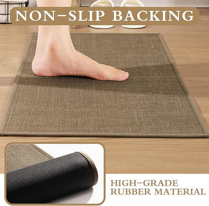 YIHOUSE Bathroom Rug Sets 2 Piece, Bathroom Mat Quick Dry, Thin Bath Rug Set,Absorbent Bath Mat for Bath Room Non Slip Washable for Toilet and Floor 17.5"x24"U+17"x24"