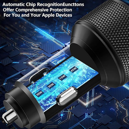 USB C Car Charger, KYOHAYA 2Pack 90W 4-Port Dual USB-C & USB-A Car Power Cigarette Lighter PD/QC3.0 Type C Car Carplay Charger Fast Charging for iPhone 17 17 Pro 16 15 14 13 12 11/Galaxy S26 S25/Pixel