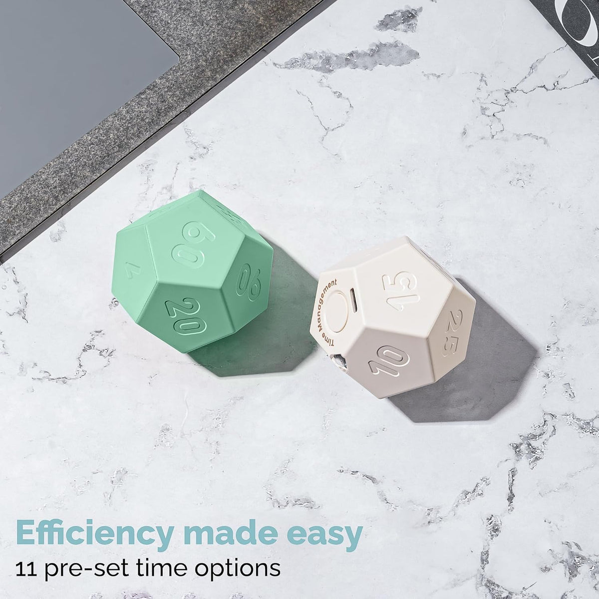 KADAMS Pomodoro Cube Timer Productivity-11 Preset Countdowns, Flip-to-Start Gravity Activation - Sound Vibrate Mute Rechargeable - Ideal for ADHD Kid Kitchen Classroom Cook Study Exercise - Green