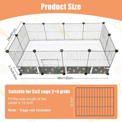 Guinea Pig Cage Liner 24" X 48", Rabbit Cage Liner with Carrot Pattern | Water-resistant and Washable Guinea Pig Liner for Hamster, Hedgehog, Ferrets and Other Small Pet (Dark Green)
