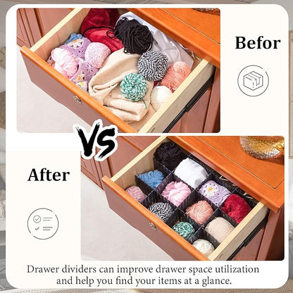 Vesici 80 Pcs Drawer Dividers Adjustable Plastic Organizer DIY Separators Storage Dividers for Socks, Underwear, Makeup, Tidy Kitchen, Bedroom, Dresser(Black)