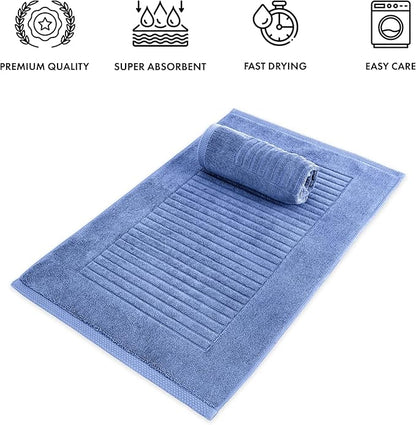Classic Turkish Towels CTT - 2 Piece Bathroom Rugs Set, 100% Cotton Bath Mats, Comfy & Highly Absorbent Bathroom Floor Mats, Machine Washable | 20"x32" (Royal Blue)