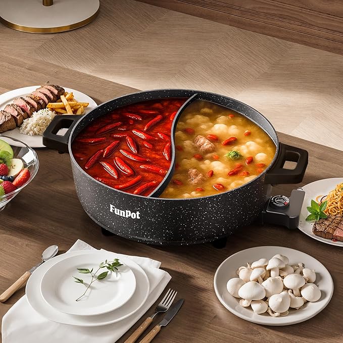 6L Electric Hot Pot with S-Shape Dual-Divider, Smart Temperature Control