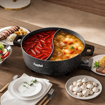6L Electric Hot Pot with S-Shape Dual-Divider, Smart Temperature Control