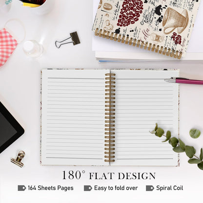 Coffee Spiral Notebook, Coffee Lover Gifts, Coffee Bean Notebook, Coffee Themed Journal Notebooks for School Work, Coffee House Office Supplies Gifts for Coffee Drinkers Women Men, 5.5x8.3Inch