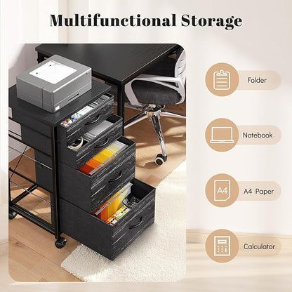 4 Drawers Mobile File Cabinet Vertical Filing Cabinet