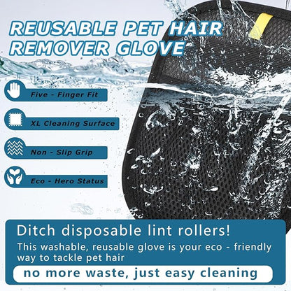 GASRONS 1-Pack Pet Hair Removal Glove for Dogs and Cats, Electrostatic Reusable Grooming Glove for Furniture, Couch, Carpet, Car Seat and Clothing