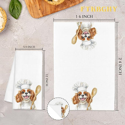 Funny Colour Cavalier King Charles Spaniel Chef Kitchen Towels Gifts, Dog Gift, Chef Gifts for Women Men, Funny Dog Lover Gift Decorative Dish Hand Tea Towels for Kitchen Bakery, 16x24 Inch