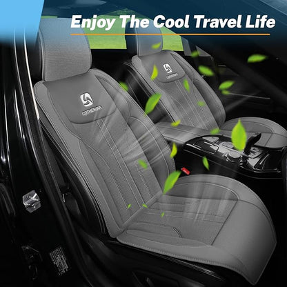 Cooling Car Seat Cushion Front Seat,12V&24V Cooling Seat Cover for Car with 10 Fans,Rapid Cooling with Automatic Start and Pause Seat Cushion (Brey)