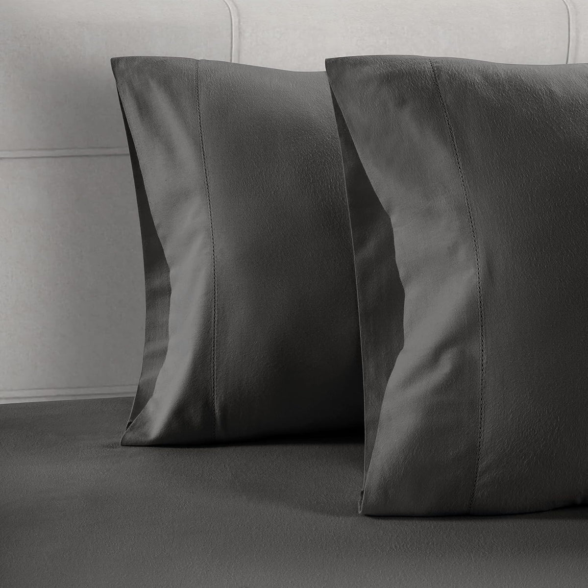 LANE LINEN Pillows Queen Size Set of 2 Soft 100% Egyptian Cotton Cool & Smooth 1000 Thread Count Pillow Cases - Charcoal