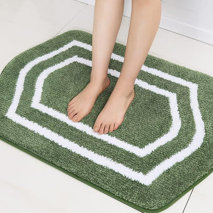 COSY HOMEER Extra Thick Bath Rugs - Anti-Slip Bath Linen Sets Mats Soft Plush 100% Strong Polyester Living Room Bathroom Water Absorbent(Green,17x27 - Inches)