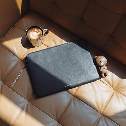 Comfyable Leather Laptop Sleeve Compatible with 16 Inch MacBook Pro M4 2024 & 15 Inch MacBook Air M4 M3 M2 2025, Black
