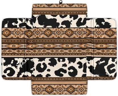 Tupalatus Aztec Car Armrest Cover Breathable Cow Print Armrest Cushion Cover Pad Waterproof for Car Center Console Replacement with Storage Bags Fit for Most Vehicle, SUV, Truck