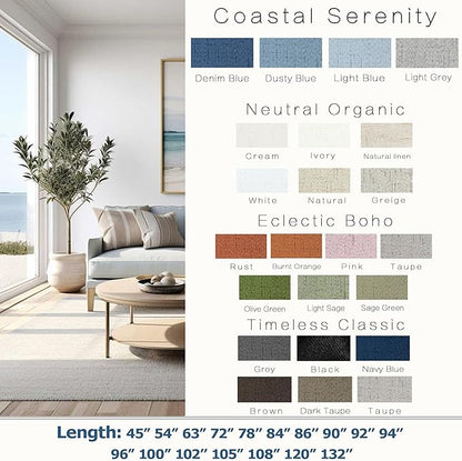 KOUFALL Light Grey Back Tab Linen Blackout Curtains 72 Inch Length