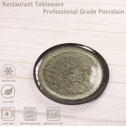 Ceramic Dinner Plates Dish Set,Set of 4,for Lunch snacks -Microwave Oven & Dishwasher Safe,Scratch Resistant,Dinnerware Kitchen Porcelain Serving Dishes 10 Inch Round