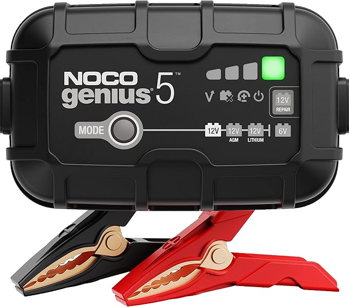 NOCO GENIUS5: 5A 6V/12V Smart Battery Charger – Automatic Maintainer, Trickle