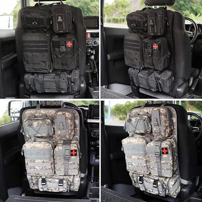 MAIKER Tactical Car Seat Back Organizer, Upgrade Tactical Vehicle Panel Organizer with 5 Detachable Molle Pouch, Universal fits for Most of Vehicle Black