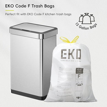 EKO EcoNova 13.2 Gallon/ 50L Automatic Sensor Kitchen Trash Can, Stainless