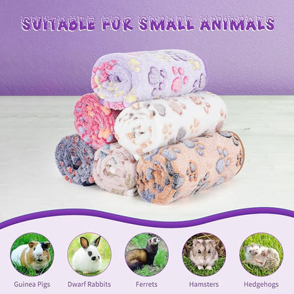 YUEPET 6 Pack Waterproof Guinea Pig Blankets, Fleece Cage Liners, SM | Fleece Bedding for Guinea Pigs, Waterproof Backing, Machine Washable, Soft Fleece Surface, 30 x 16 in, 6 Assorted Colors